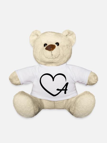 Liebe Buchstabe A mit Herz - Teddy - Weiß