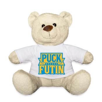 puck futin logo design - Teddy Bear - white - Front
