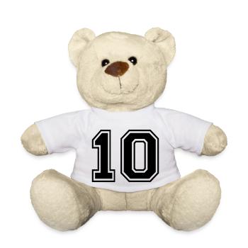 Numero 10 Équipe Foot baseball basket université - Nounours - blanc - Devant