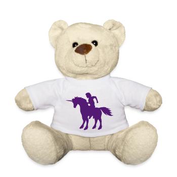 Licorne Violet Homme Prince Équitation Conte de Fées Silhouette - Nounours - blanc - Devant