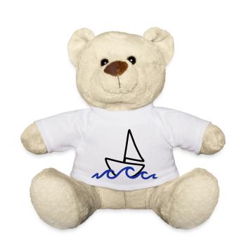Sailing, Sailboat and waves - Teddy Bear - white - Front
