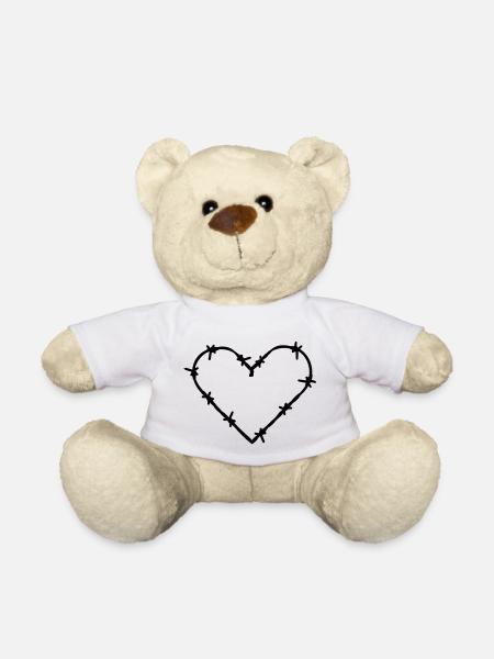 Cœur piégé Amour fil barbelé épineux - Nounours - blanc