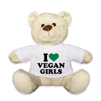 I love Vegan girls - Teddy Bear - white - Front