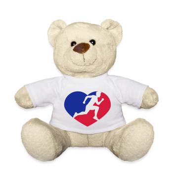 forme design logo amour j'aime coeur sport course - Nounours - blanc - Devant