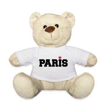 Paris coeur France cadeau d'amour - Nounours - blanc - Devant
