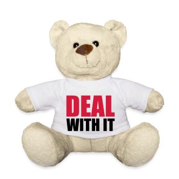 Spruch cool text deal with it relaxe b - Nounours - blanc - Devant