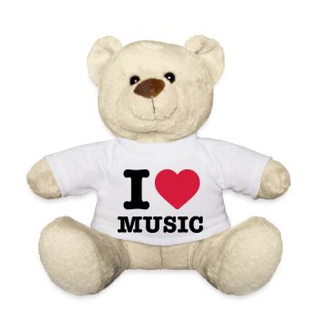 I love Music Herz Musik Instrument hören Geschenk - Teddy - Weiß - Vorne