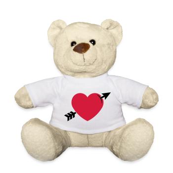 Heart With Arrow Of Love (Valentine’s Day / 2C) - Teddy Bear - white - Front