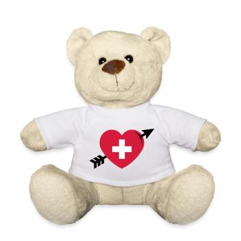 Herz Mit Schweizerkreuz Und Pfeil (Schweiz / 3C) - Teddy - Weiß - Vorne