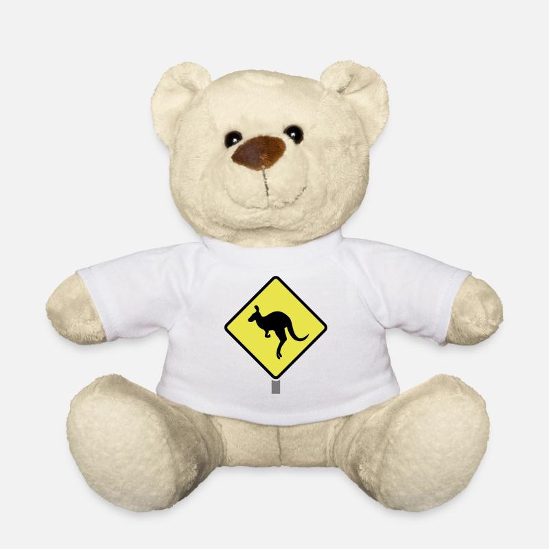 Kangaroo street sign gift australia - Teddy Bear - white