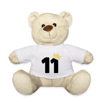 11. Geburtstag Krone 11 Jahre Zahl - Teddy - Weiß - Vorne