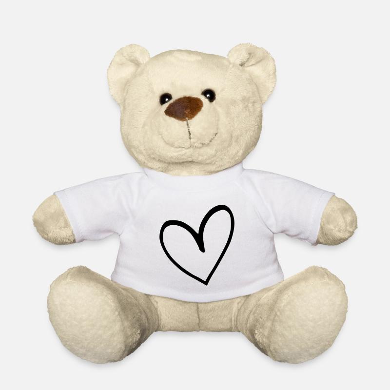 Heart Emoji Sketch - Teddy Bear - white