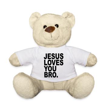 Jésus t'aime Bro cadeau religieux drôle - Nounours - blanc - Devant