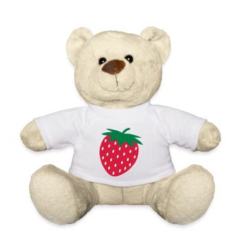 Red fruit, ripe, fresh strawberry or strawberries - Teddy Bear - white - Front