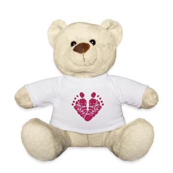 Baby feet heart - pregnancy twins baby - Teddy Bear - white - Front