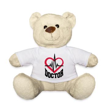 docteur coeur stéthoscope écouter rythme cardiaque impulsion ve - Nounours - blanc - Devant