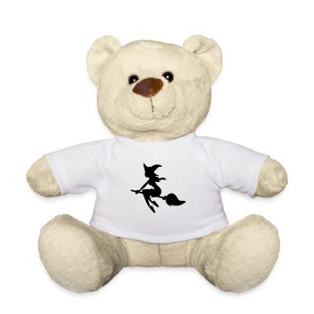 Witch on broom - Teddy Bear - white - Front