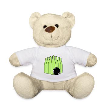 Beer bowling with bowling ball. bichrome. - Teddy Bear - white - Front