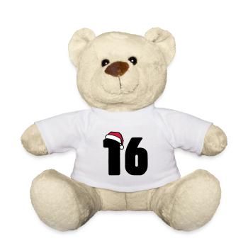 16 Zahl Weihnachten - Teddy - Weiß - Vorne