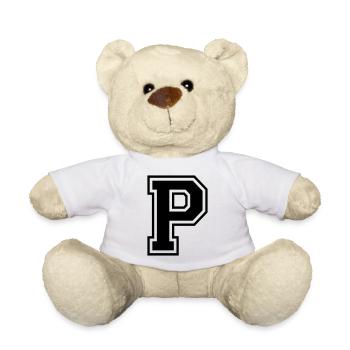 Lettre P Équipe Foot baseball basket université - Nounours - blanc - Devant
