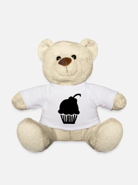 Muffin Geburtstagsgeschenk Törtchen birthday cake - Teddy - Weiß