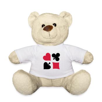 Herz Karo Kreuz Piek Poker Skat Karten - Teddy - Weiß - Vorne