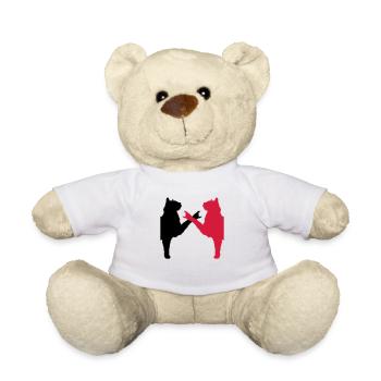 2 Cats Heavy Metal Hand Gesture Music Pet Team - Teddy Bear - white - Front