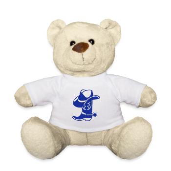 cowboy botte chapeau logo 5 - Nounours - blanc - Devant