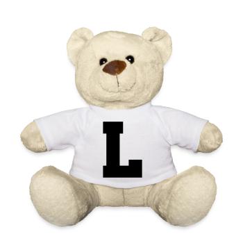 L - Grossbuchstabe einzeln, fett und serifenbetont - Teddy - Weiß - Vorne