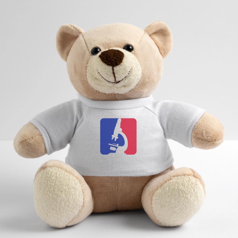 red blue microscope logo scientist researcher f Teddy Bear
