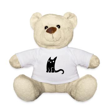 Petit chat mignon noir - Nounours - blanc - Devant