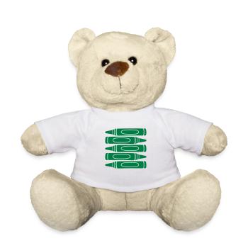 Grüne Wachsmalstifte cool Design - Teddy - Weiß - Vorne