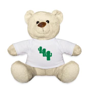 Three Cacti 3 Cactus Desert Cool Green Silhouette - Teddy Bear - white - Front