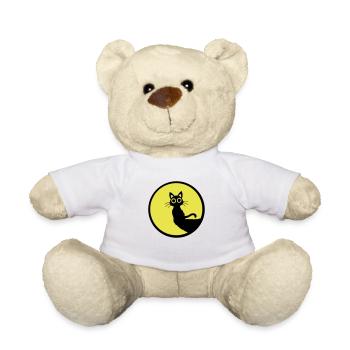 Chat Mignon Lune Rond Falaise Montagne Nuit Grands Yeux - Nounours - blanc - Devant
