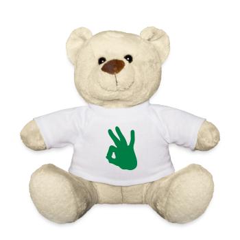 hand hand ok valid okay10112 - Teddy Bear - white - Front