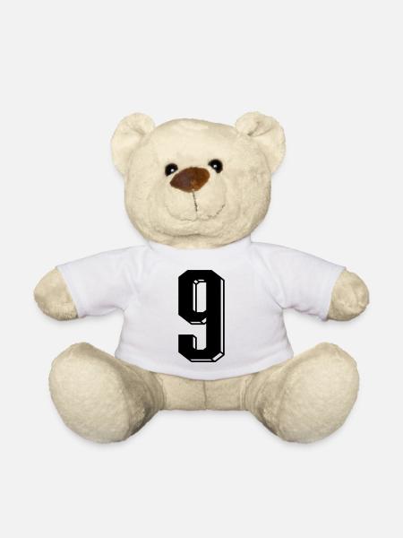 Nummer 9 - Zahl NEUN Trikotnummer 9 Jahre - Teddy - Weiß