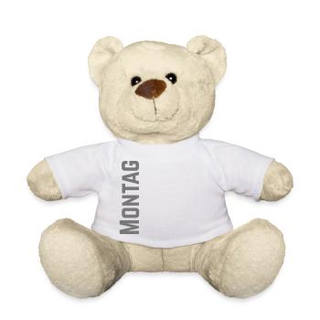 Montag Wochentag als Text - Teddy - Weiß - Vorne