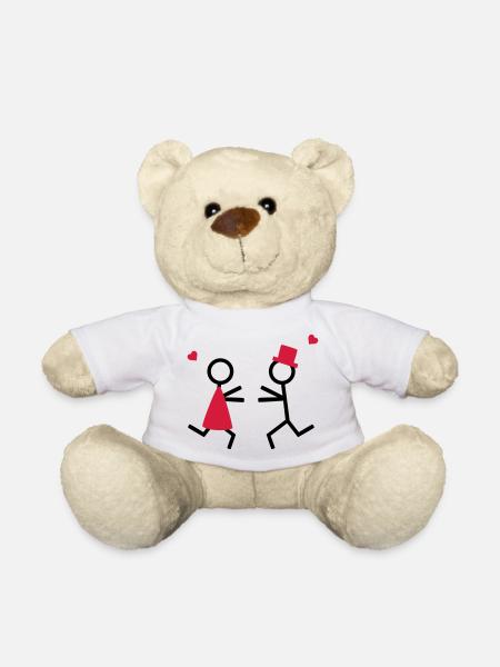 partner shirt couple runs to each other - Teddy Bear - white