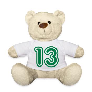 Green College Numers, College Zahlen, Nummern, 13 - Nounours - blanc - Devant