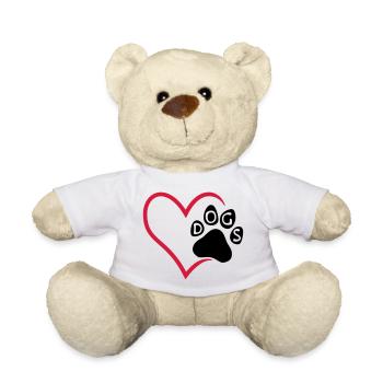 Patte de chien dans le coeur - j'aime les chiens - Nounours - blanc - Devant