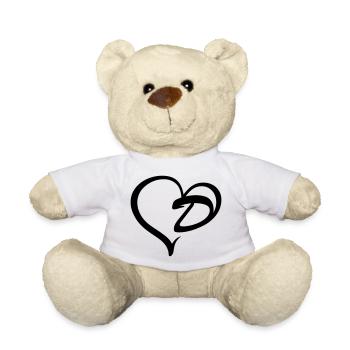 Lettre de cœur D - Nounours - blanc - Devant