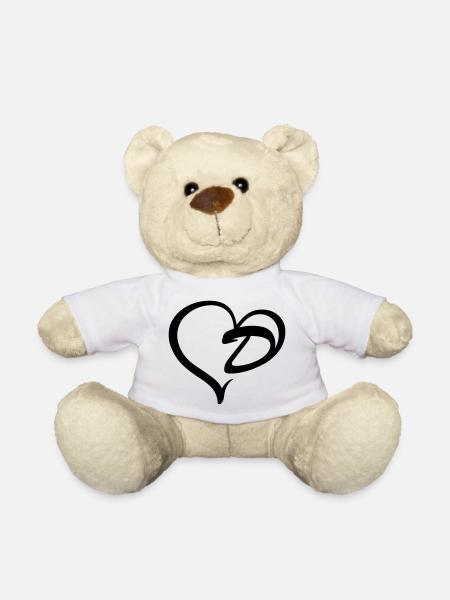 Herz Buchstabe D - Teddy - Weiß