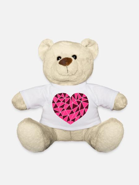 Pinkes Gitter Herz - Teddy - Weiß