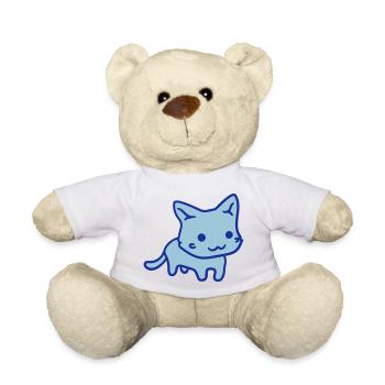 Pretty Cat Looking Happy Cheerful Smiling - Teddy Bear - white - Front