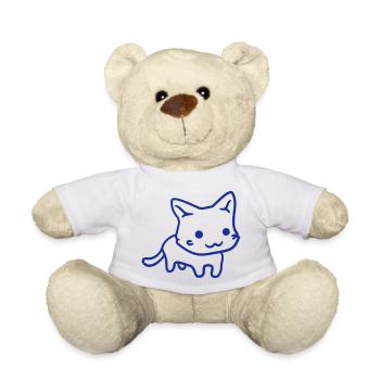Pretty Cat Looking Happy Cheerful Smiling - Teddy Bear - white - Front