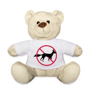 No Fox Allowed Sign No Zone Notice - Teddy Bear - white - Front