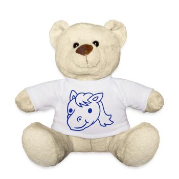 Horse Cute Pony Foal Long Hair Cute Comic - Teddy Bear - white - Front