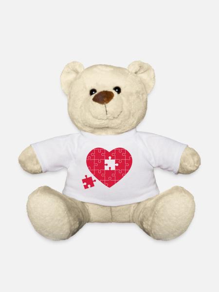 Puzzle heart - Teddy Bear - white
