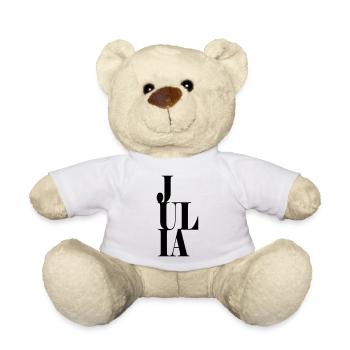 Julia Surname First name Modern font Word Art - Teddy Bear - white - Front