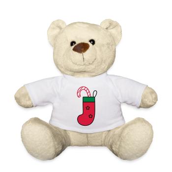 chaussette de Noël avec canne à sucre - Nounours - blanc - Devant